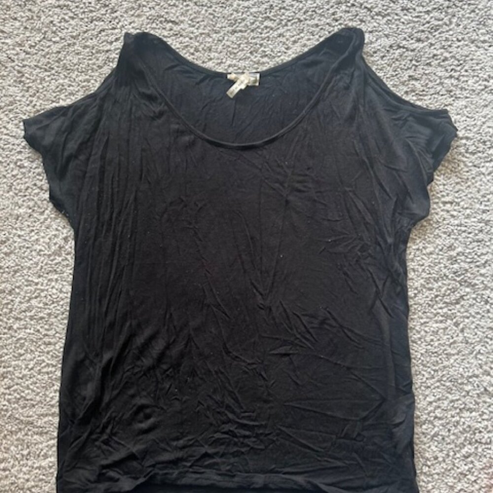 Women's Black Open Shoulder Shirt